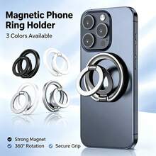 Adjustable Magnetic Phone Ring Grip Stand Foldable Magnetic Phone Grip Stand Holder Compatible With MagSafe Dual-Ring Design Portable Phone Accessories Spring Gift - Multicolor - View 4