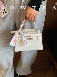 low tea New Fashion Women's Handbag, All-Over Polka Dot Pattern Fashionable Shoulder Strap Decoration Adjustable Shoulder Strap Shoulder Crossbody Bag, Minimalist Solid Color High-End Hardware Decoration Commuter Shoulder Bag - White - View 6