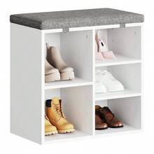 Techigher Shoe Storage Bench With Cushion, Shoe Rack Organiser, Hallway Storage Bench With Padded Seat & Adjustable Shelves, Compact Shoe Cabinet For Entryway, Bedroom, Living Room - White 51*30.5*53 - View 9