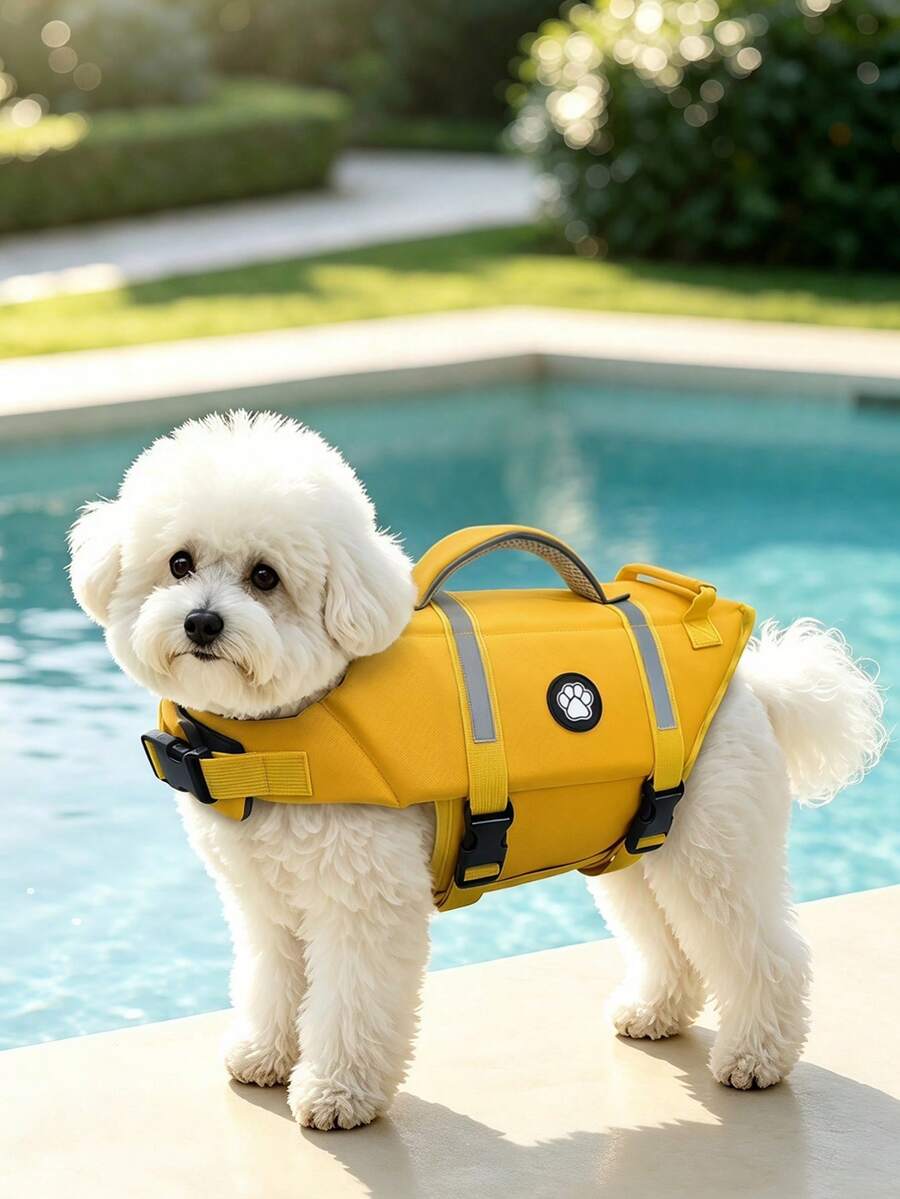 Dog Life Jacket, Lightweight Adjustable Buoyancy Vest With Rescue Handle, High Visibility Reflective Design, Suitable For Small And Medium Dogs Swimming And Boating