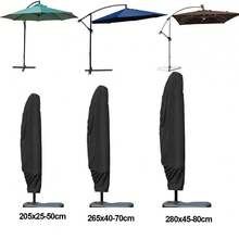 Rust-Proof Zipper Cantilever Umbrella Cover, Double Stitched Waterproof Shield, Windproof Adjustable Drawstring Design, Multiple Sizes For Patio Umbrella - Black - View 2