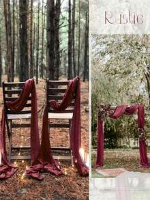 1pc/3pcs Bohemian Style Cheesecloth Table Runner, Semi-Transparent Gauze Tablecloth, Suitable For Wedding, Birthday, Baby Shower, Party, Bohemian Style Table Decor (Wine Red) - Burgundy - View 7