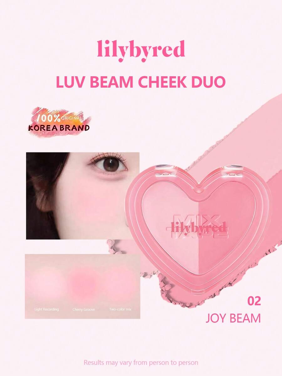 LILYBYRED LUV BEAM Blush Duo Palette 02 JOY BEAM, Tekstur Beludru Panggang, Formula Pengontrol Minyak, Kilau Alami yang Bercahaya, Warna Tahan Lama yang Dapat Dibangun, Perona Pipi Harian, Hadiah Kecantikan Korea