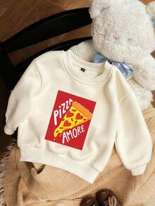 2pcs/Set Baby Toddler Boys Warm Fleece Lined Thick Crew Neck Sweatshirt + Long Pants, Autumn/Winter Outfit, Can Be Worn As Base Layer Or Outerwear, Casual Street Style Daily Wear, Versatile And Easy To Match - Apricot - View 6