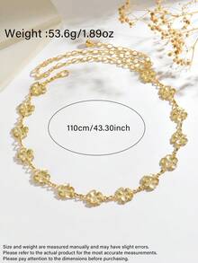 1件波希米亞風幾何3D花朵拼接金屬金色腰鍊，個性簡約性感女款身體鍊，龐克風時尚腰部飾品，適合各種場合的禮物 - 金色 - 查看 2