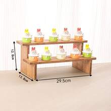 [Wooden Display] Modern Wooden 1pc Display Rack | Multi-Tier Collectibles, Cosmetics, Perfume, Dessert Storage Rack | Perfect For Home Decor, No Electricity Needed, Shelf Decor - Multicolor - View 7