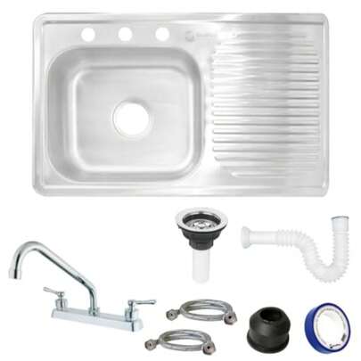 Kit Fregadero/tarja Acero Inoxidable 80 X 50 Cm. 80 x 50, Escurridor Derecho