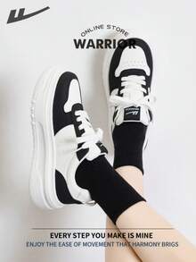Warrior Women's Board ShoesSpring And SummerComfortable Modest Style Casual Yet Sleek Sneakers Applicable Throughout The Year Wear-Resisting All-Day Wear Training Sneakers Running Shoes - Black/White - View 4