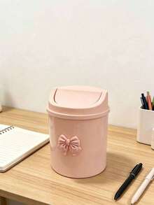 Elegant Butterfly Decor Portable Trash Can With Lid, Mini Desktop Wastebasket, Home Use Wastebasket With Lid, No Power Required, Suitable For Office, Living Room Or Desk, Home Desktop And Drawer Storage - Multicolor - View 4