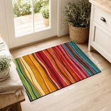 1 pieza Alfombrilla de cocina de tierra de diatomeas con patrón de rayas 2D de colores, alfombrilla de secado rápido y absorción rápida antideslizante para cafetera y alfombrilla de secado de platos, adecuada para encimera de cocina y decoración del hogar - Multicolor - Ver 7