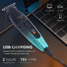 Hatteker 1pc Electric Hair Clipper Smart LCD Digital Display Men's Fade Haircut USB Rechargeable Home Hair Trimmer - View 5