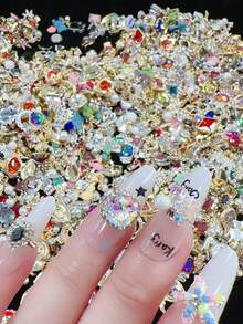 KIRAME 50 peças/100 peças Pingentes de Arte de Unhas Banhados a Ouro Autêntico em Liga Mista, Adequados para Decoração DIY de Arte de Unhas, Arte de Unhas em Casa, Salão de Unhas, Fornecedor de Arte de Unhas, Suprimentos de Arte de Unhas, Natal, Arte de Unhas de Halloween, Arte de Unhas de Verão & Viagem, Presentes de Feriado - Multicolorido - Visão 5