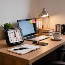 Unisex Classic Style Square Table Clock For Bedroom And Office - Black - View 4