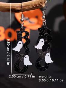 1 Pair Halloween Fashion Personalized Minimalist Gothic Exquisite Niche BOO Earrings, Women's Daily Holiday Party Jewelry - Multicolor - View 5