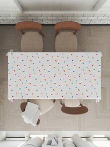 1pc,Minimalist Polka Dot Birthday Text Style Tablecloth,Rectangular Tablecloth,Suitable For Picnic Or Party Decoration Tablecloth,Restaurant Decoration,Kitchen Decoration Tablecloth,Birthday Party And Home Decor - Multicolor - View 6