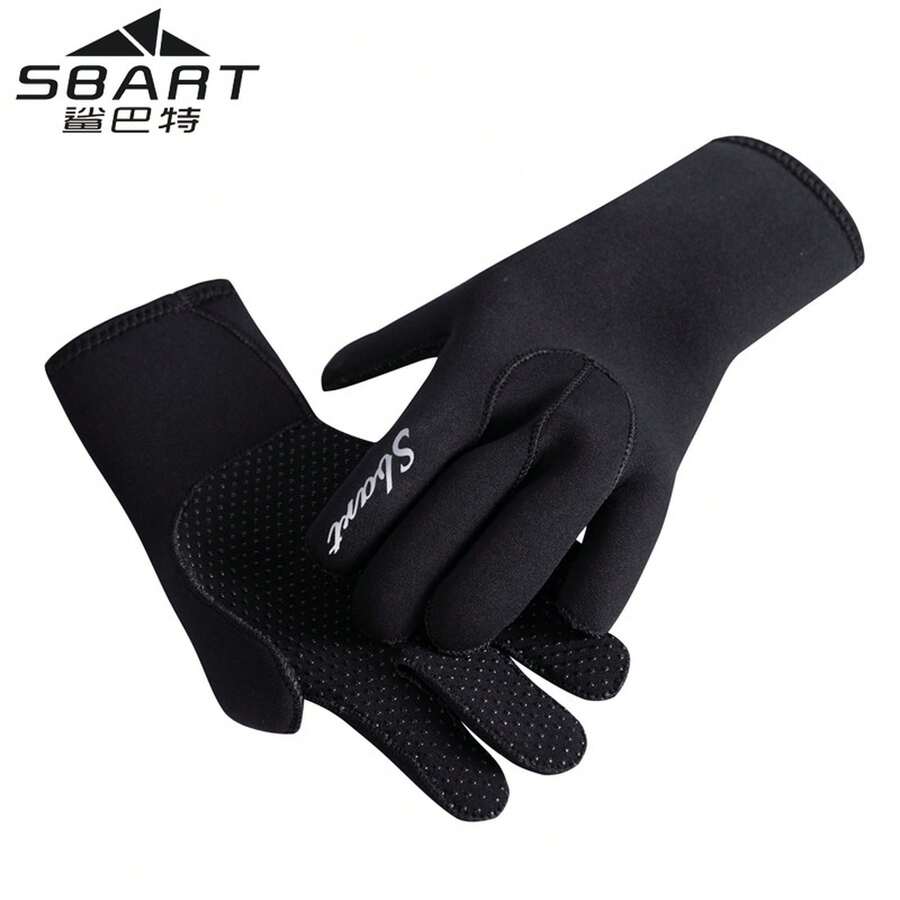 Unisex Anti-Slip Diving Gloves, Thick Warm Outdoor Gloves For Cycling Fishing Skiing, Neoprene Swimming & Snorkeling Gloves, - Black - View 1