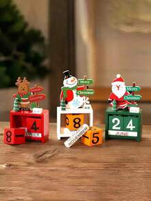 1pc Santa Claus Christmas Tree Wooden Calendar Desktop Decor Ornament, Birthday Gift, Graduation Gift - / - View 4