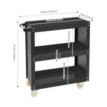 YUNRUX 3-Tier Heavy-Duty Workshop Trolley 34.23*15.35*38.88in Steel Utility Cart - Black - View 2