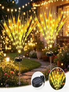 1pc Solar Powered Artificial Wheat Stalk Light, Warm White LED Landscape Decorative Light, IP65 Waterproof, Suitable For Yard, Garden, Villa And Lawn Decoration - Wheat Ear - View 2