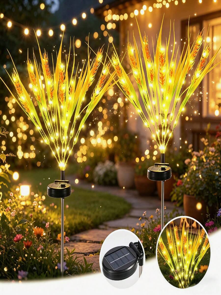 1pc Solar Powered Artificial Wheat Stalk Light, Warm White LED Landscape Decorative Light, IP65 Waterproof, Suitable For Yard, Garden, Villa And Lawn Decoration