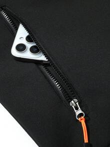 Men's Solid Color Stand Collar Thermal Lined Vest, Spring/Autumn/Winter Lambswool Lining Sleeveless Jacket, Casual Zipper Pocket Warm Vest - Black - View 8