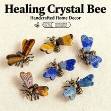 1pc Natural Mixed Color Quartz Crystal Bee Statue, Hand Carved Mini Animal Totem, Healing Stone Fairy Garden Home Decor Cute Gift - Multicolor - View 5