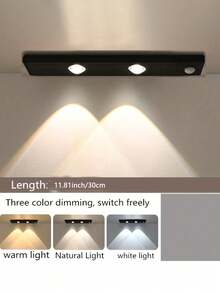 1pc Cat Eye Sensor Cabinet Light, 20/30/40/50cm USB Rechargeable Motion Sensor Light, LED Light Strip, Dimmable 3-Color Options, Suitable For Kitchen, Wardrobe, Cabinet, Bedroom, Hallway - Three Colors - View 13