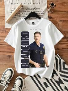 Tim Bradford Vertical Bold Text The Rookie Police Portrait Tee. - 白色 - 查看 1