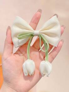 Kẹp tóc nơ mặt hoa tulip 6/3/1 cái, bền và thân thiện với tóc, phụ kiện tóc ngọt ngào dễ thương cho bé gái và trẻ em, phù hợp đeo hàng ngày, đi chơi, đi học và hẹn hò - Nhiều màu - Xem 7