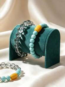 1 pieza Soporte de exhibición de reloj de microfibra, estante de almacenamiento de relojes, estante de almacenamiento de collares y pulseras, soporte de exhibición de pulseras y relojes; este soporte puede almacenar relojes, collares, pulseras y brazaletes, un estante de almacenamiento de joyas imprescindible para dormitorios escolares durante la temporada de regreso a clases. - A - Ver 15