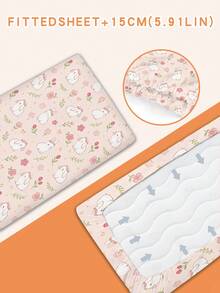 1件 110g 可愛花朵兔子 3D印花卡通床單，適用兒童房、幼兒床、嬰兒房嬰兒床與嬰兒推車，100%聚酯纖維 - 彩色 - 查看 5