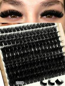 Waloshow Glue-Free DIY Cluster False Eyelashes, Self-Adhesive Segmented False Eyelashes, C/D Curl, No Glue Needed For DIY Eyelash Extensions, Beginner-Friendly, 10/12/14/16mm, 0.07C/D Curl, Suitable For Travel, Daily Wear (Suitable For Beginners), Weddings, Dates, Parties, Holidays And Other Occasions, Perfect As A Gift. Features Natural Long Hair Style With Dramatic Effect, Easy And Convenient To Use - D - View 1