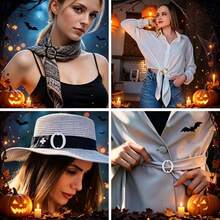 8pcs Halloween Oval Scarf Rings, Minimalist Solid Color T-Shirt Necktie Fasteners, Invisible Shirt Buckles, Elegant Gel Resin Women's Daily Wear Scarf Rings - Multicolor - View 7