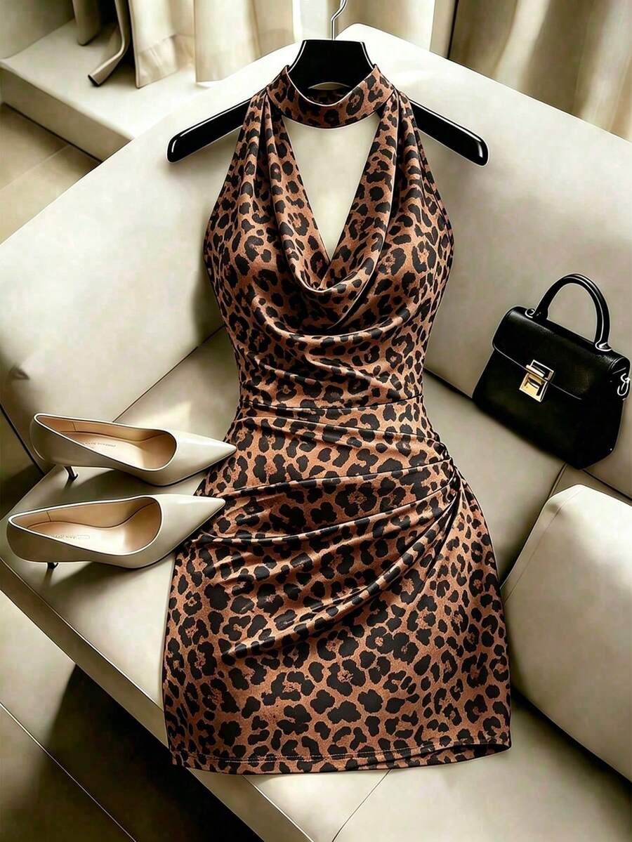 Women Short Dresses - 咖啡棕 - 查看 1