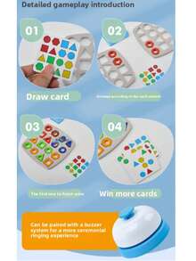 Children's Geometric Shape Matching Racing Board Game, Early Education Color And Shape Recognition Toy, 2-Player Battle With Buzzer, Parent-Child Interactive Desktop Game, Develop Hand-Eye Coordination And Concentration, Montessori Educational Tool, Toddler Puzzle Gift - Multicolor - View 11