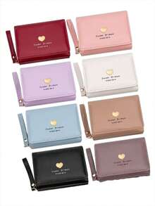 Women's Wallet, Cute Heart-Shaped Trifold Zipper Coin Purse, Suitable For Daily Use, Perfect Gift For Holidays - Multicolor - View 5