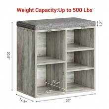 Techigher Shoe Storage Bench With Cushion, Shoe Rack Organiser, Hallway Storage Bench With Padded Seat & Adjustable Shelves, Compact Shoe Cabinet For Entryway, Bedroom, Living Room - Grey 51*30.5*53 - View 8