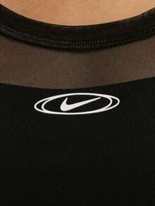 Nike Women's AS W NK STREET Sheer Long Sleeve Knit Collarless T-Shirt TIM8406-010 - Black - View 4