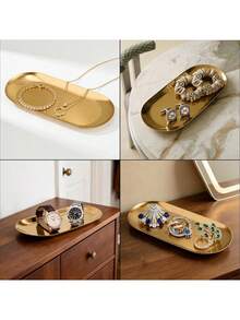 Luxury Acrylic Bathroom Storage Set With Gold Tray, Transparent Lidded Apothecary Jars For Cotton Balls, Cotton Swabs, Cotton Pads, Vanity Organizer - Multicolor - View 6