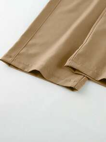 1pc Boys' Simple Casual Elastic Waist Multi-Pocket Straight Leg Work Pants, Spring Summer Autumn - Khaki - View 8