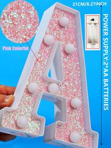 1件 21cm/8.2in LED 粉色字母燈，適用於婚禮求婚裝飾、生日派對裝飾、週年紀念裝飾、節日裝飾、臥室書桌裝飾字母燈、數字燈、女孩房裝飾小夜燈 - 21公分粉紅色 - 查看 7