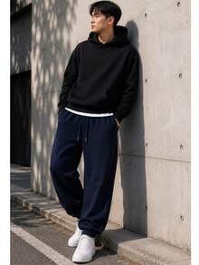 Men's Slim Fit Jogger Sweatpants Gym Training Cuffed Pants Unisex - 深藍色 - 查看 1