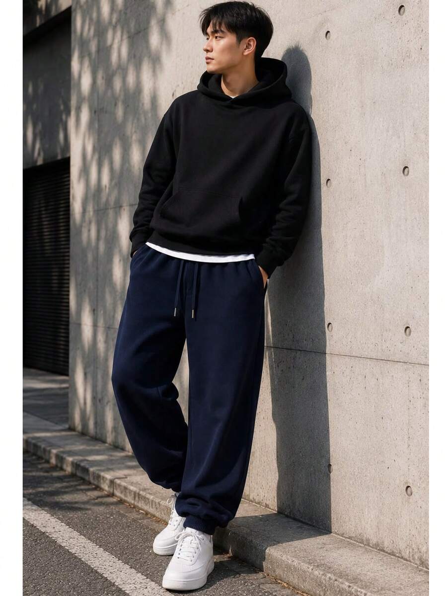 Men's Slim Fit Jogger Sweatpants Gym Training Cuffed Pants Unisex - 深藍色 - 查看 1