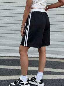 1pc Girls' Teenagers' Sport Casual Pocket Contrast Color Shorts Bermuda Shorts Spring Autumn Winter School Style - Black - View 5