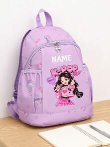 1pc Personalized Back To School Backpack, Versatile Cute K-Pop Music Idol Theme Print, Zipper Closure Nylon Material, Adjustable Shoulder Straps, Hand-Carry, Suitable For School, Shopping, Daily Commute, Outdoor Travel. Birthday Gift. - Multicolor - View 10