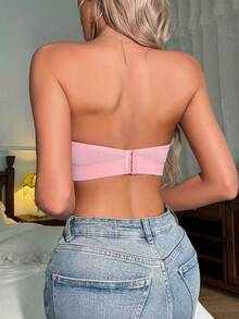 3pcs Women's Strapless Bandeau Bra, Solid Color Backless Push-Up Lift-Up Anti-Sagging Bra - Multicolor - View 4