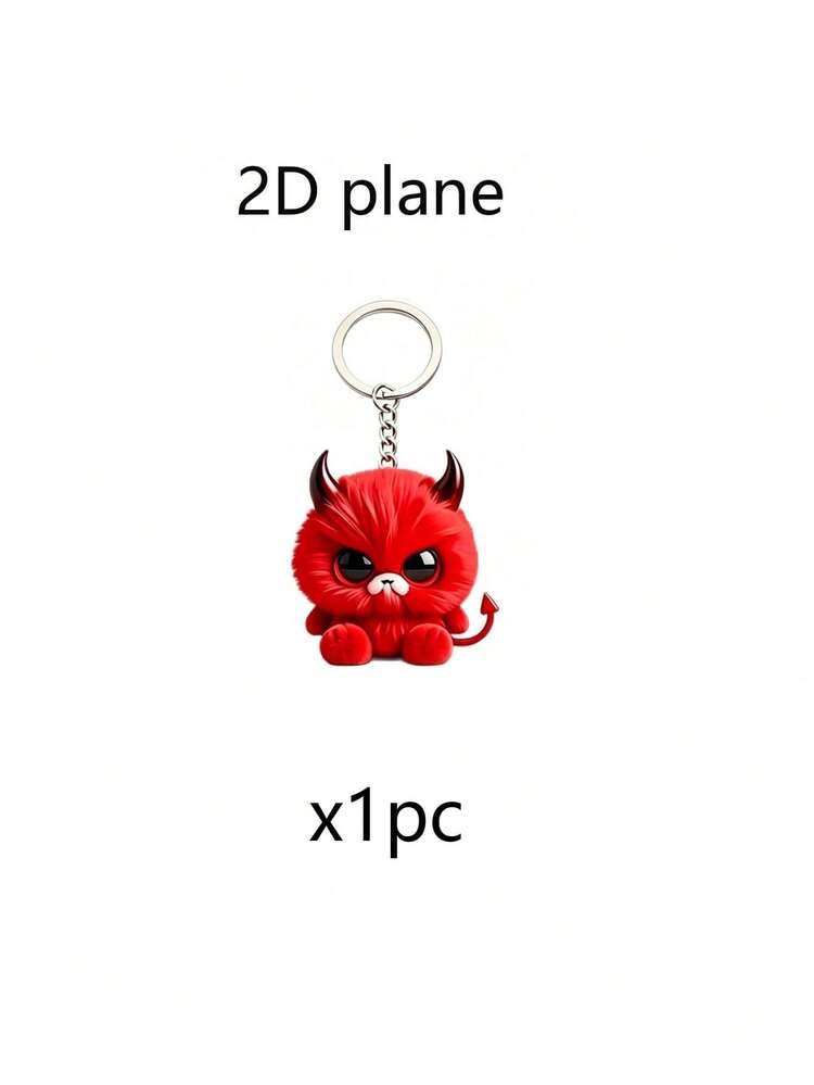 8pcs/Set Halloween Scary Demon Keychain Set, Red Little Demon Pendant, Novel Gothic Style Gift, Suitable For Women Men Backpack Handbag Car Key Decoration - A - View 12