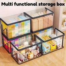 2/1 Heavy Duty Transparent PVC Storage Box, Foldable With Visible Window Storage Bag, Thickened Waterproof Rectangular Container, Suitable For Books, Toys, Stationery And Snacks, Space-Saving Home And Classroom Storage, Practical Holiday Gift Choice - Multicolor - View 9