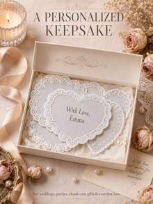 Custom Heart Lace Wedding Place Cards, Romantic Table Seating Decor Name Guest Cards - Multicolor - View 8
