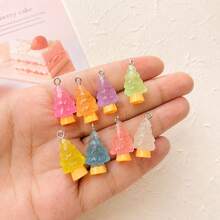 10/20pcs 3D Christmas Tree Resin Pendant Charms, Cartoon Christmas Decoration, Resin Material, Suitable For DIY Jewelry, Earrings And Keychains - Christmas Holiday Handmade Pendants - Luminous Christmas Tree Pendant - View 7